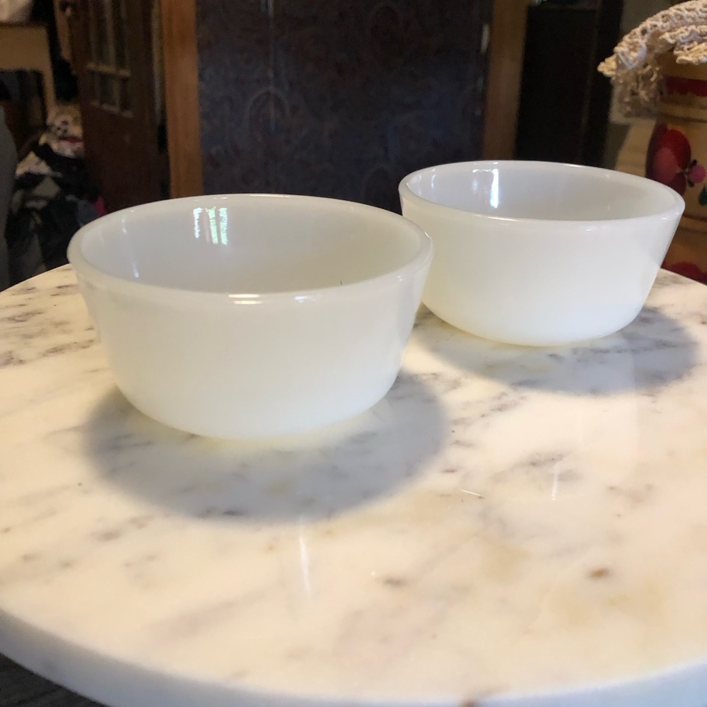 Set of 2 Fire King Milk Glass Bowls